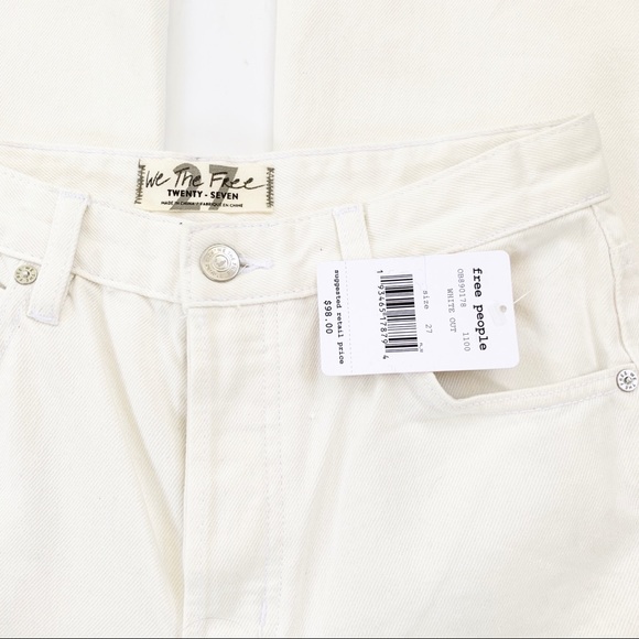 Free People High Rise Straight Flare White Jeans - Picture 8 of 10